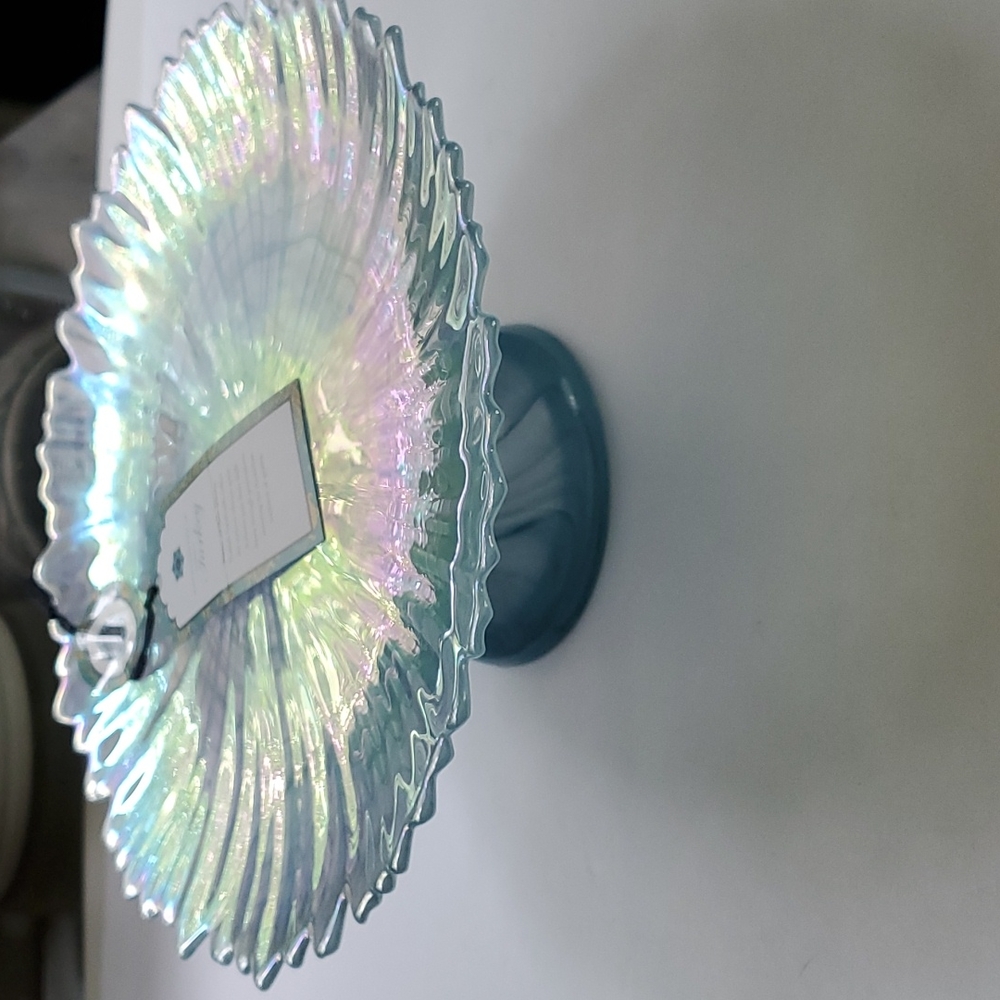 Carnival Glass Pedestal Cake Dish Made in Turkey - Picture 2 of 10